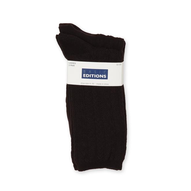 Basic Editions Women S 2 Pairs Wardrobe Assortment Ribbed Crew Socks