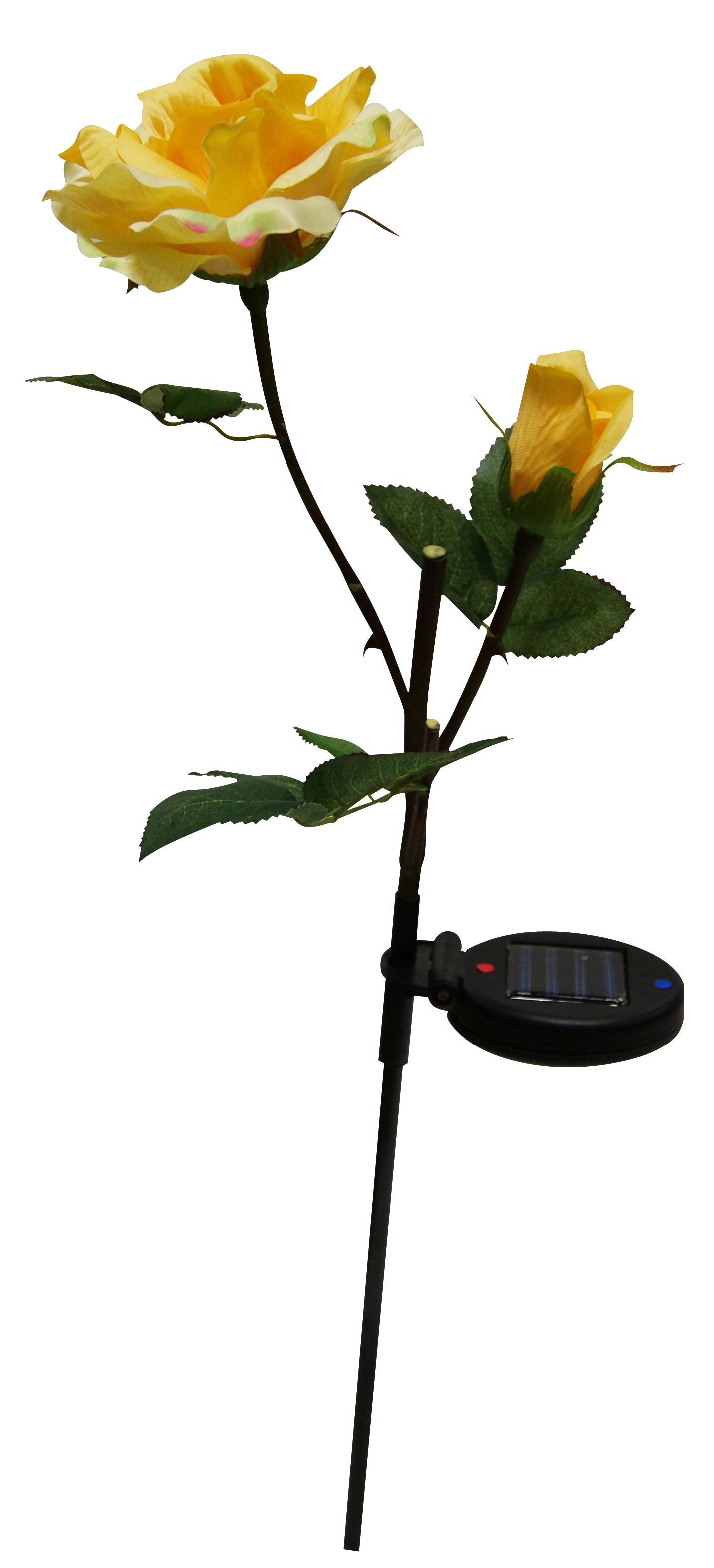 Alpine Corporation Solar Yellow Rose with White LED Light Garden Stake