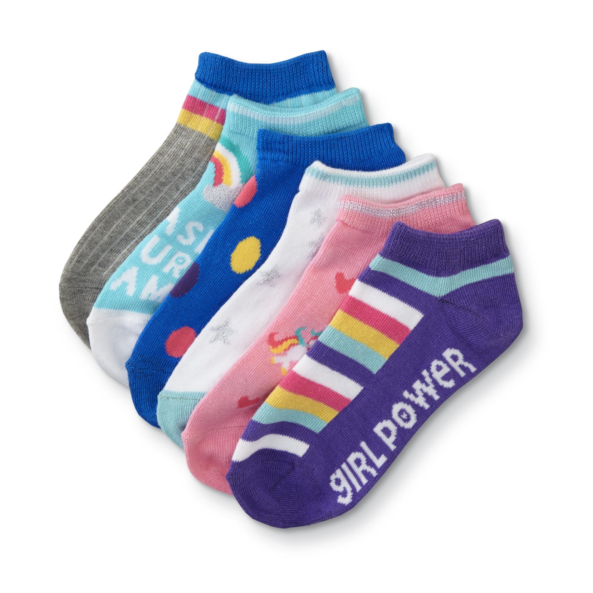 Joe Boxer Girls' 6-Pairs Ankle Socks - Rainbow & Unicorn