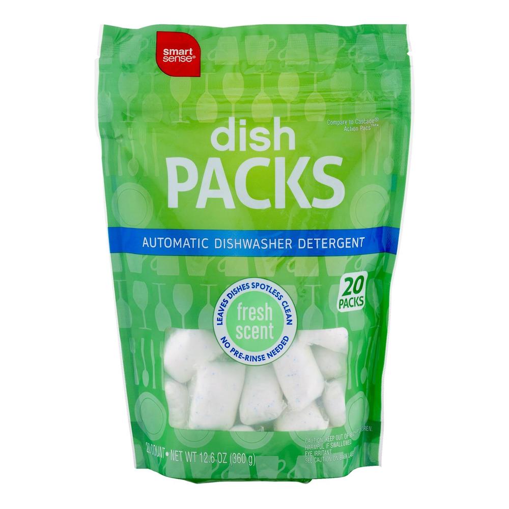 Smart Sense Dish Packs Automatic Dishwasher Detergent Fresh Scent 20 CT