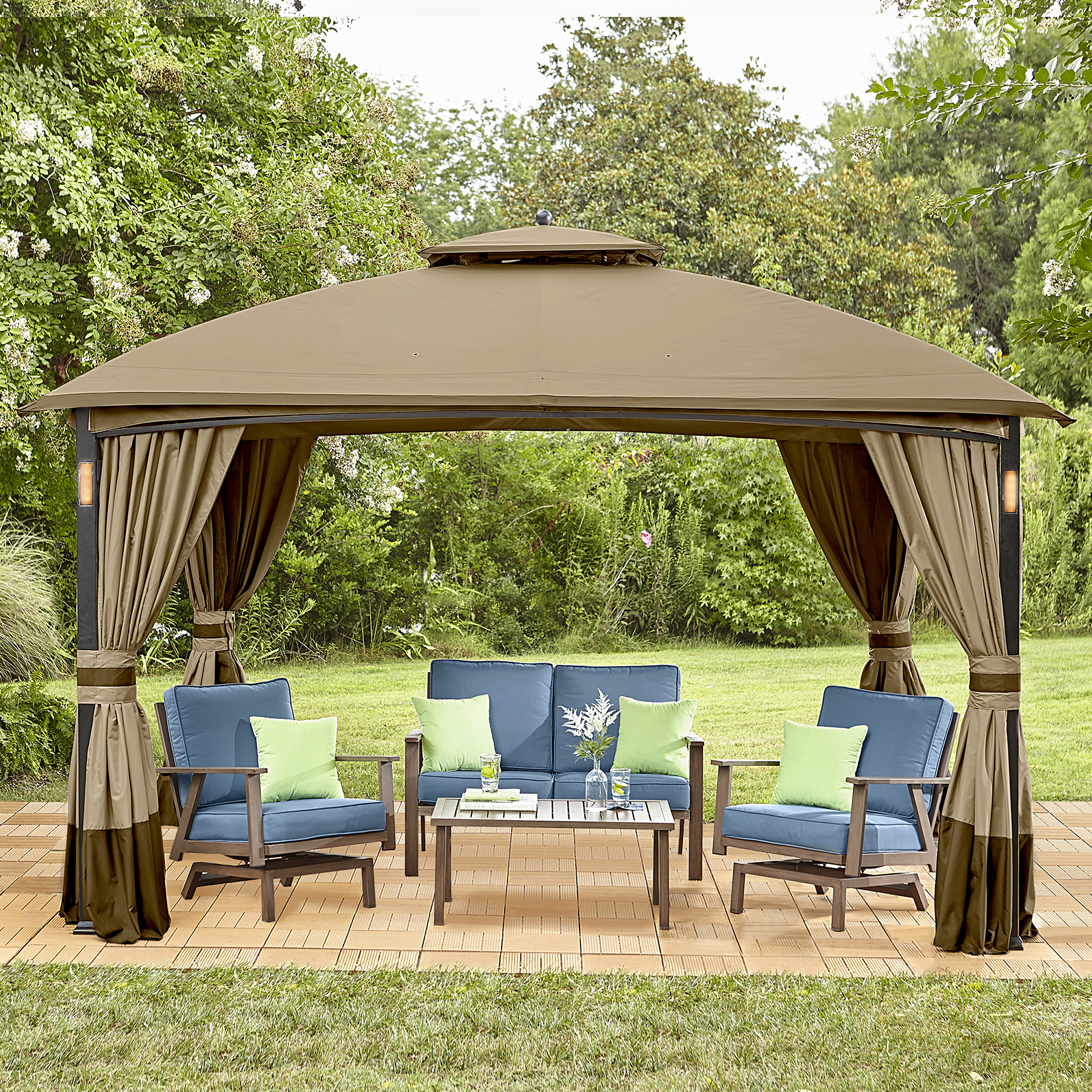 Garden Oasis Moorehead Musi And Lighted Gazebo With Urtain And
