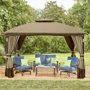 Garden Oasis Moorehead Music And Lighted Gazebo With Curtain And