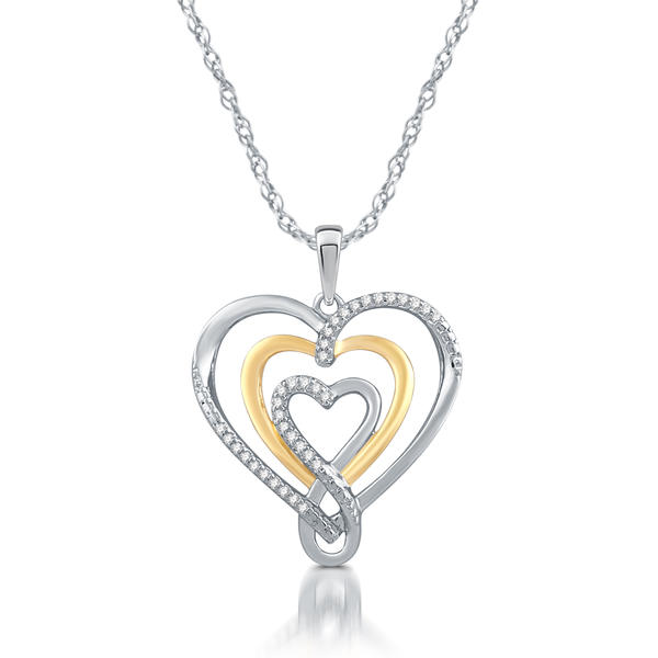 Gold Over Silver 1/10 cttw Diamond Heart Pendant