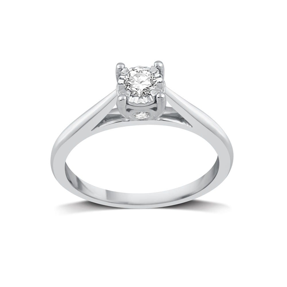 10K White Gold 0.25 CT Solitaire Ring-Size 7