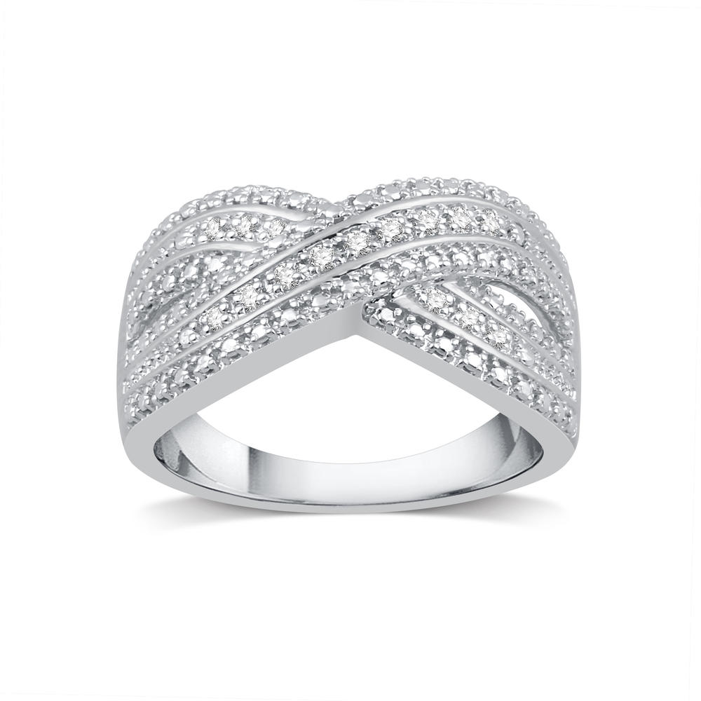 1/10 ct.tw. Diamond Silver Criss-Cross Ring - Size 7