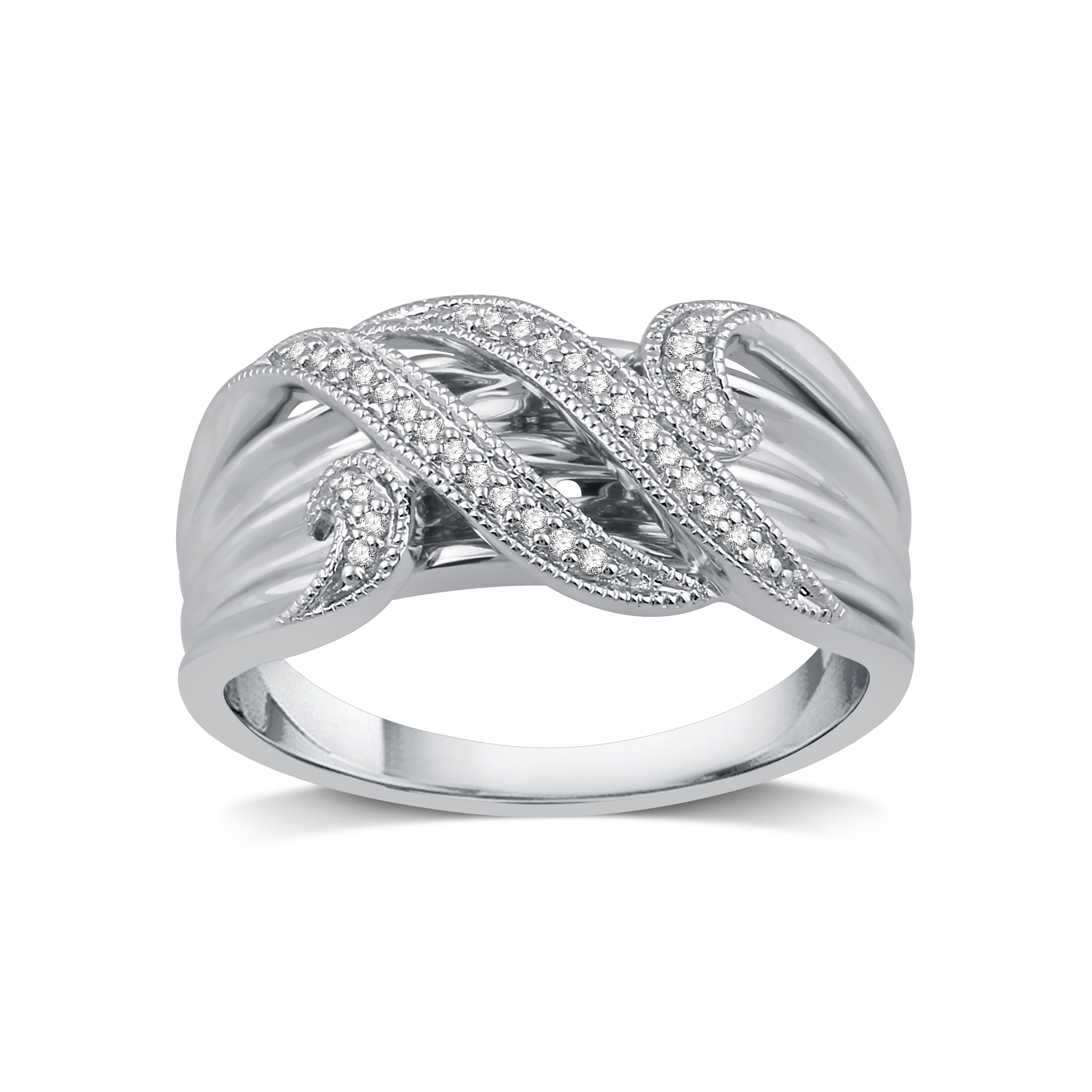 1/10 ct.tw. Diamond Silver Bypass Ring - Size 7, Clear 1/10 ct.tw. Diamond Silver Bypass Ring - Size 7, Clear