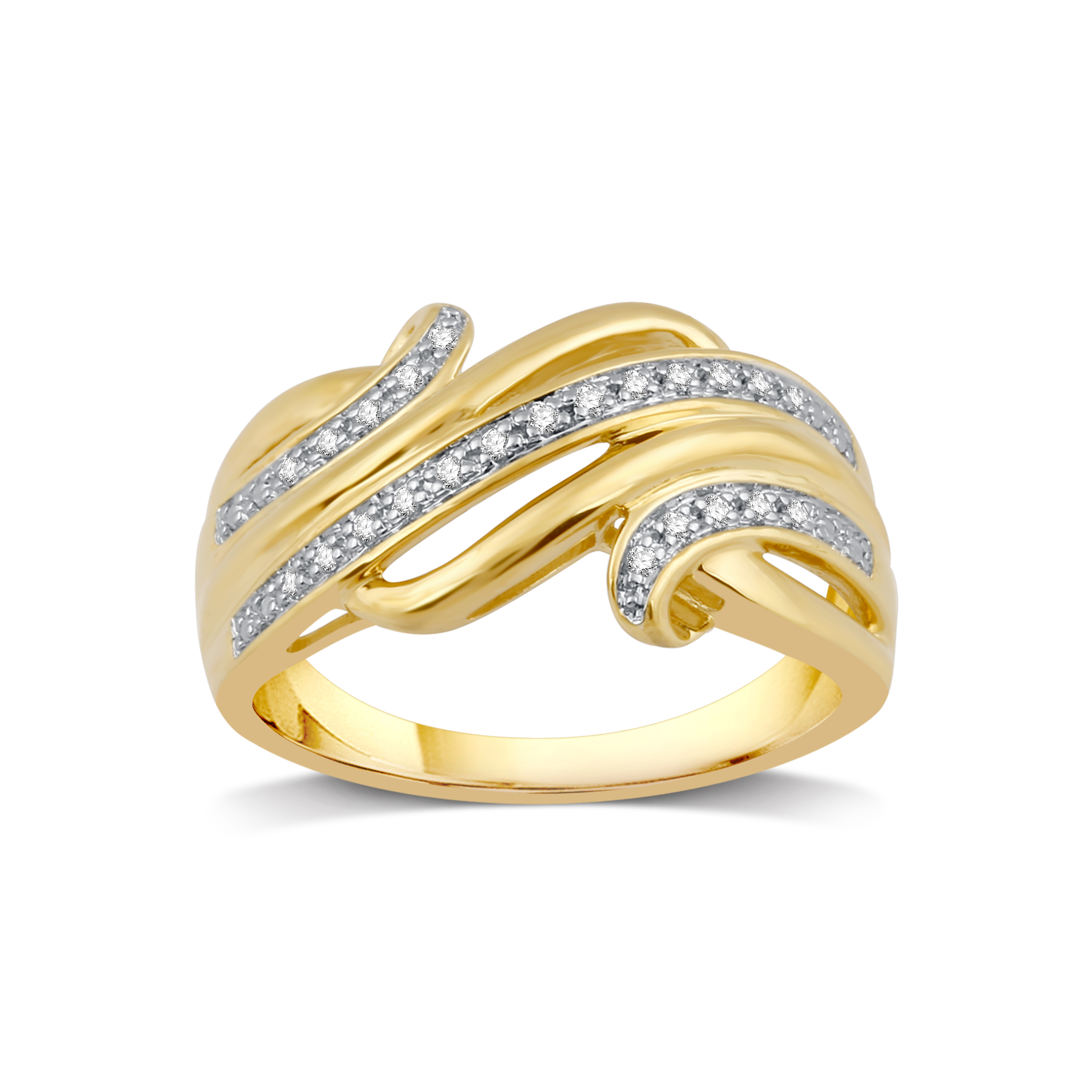 1/10 cttw Diamond Gold Over Silver Swirl Ring - Size 7, Clear 1/10 cttw Diamond Gold Over Silver Swirl Ring - Size 7, Clear