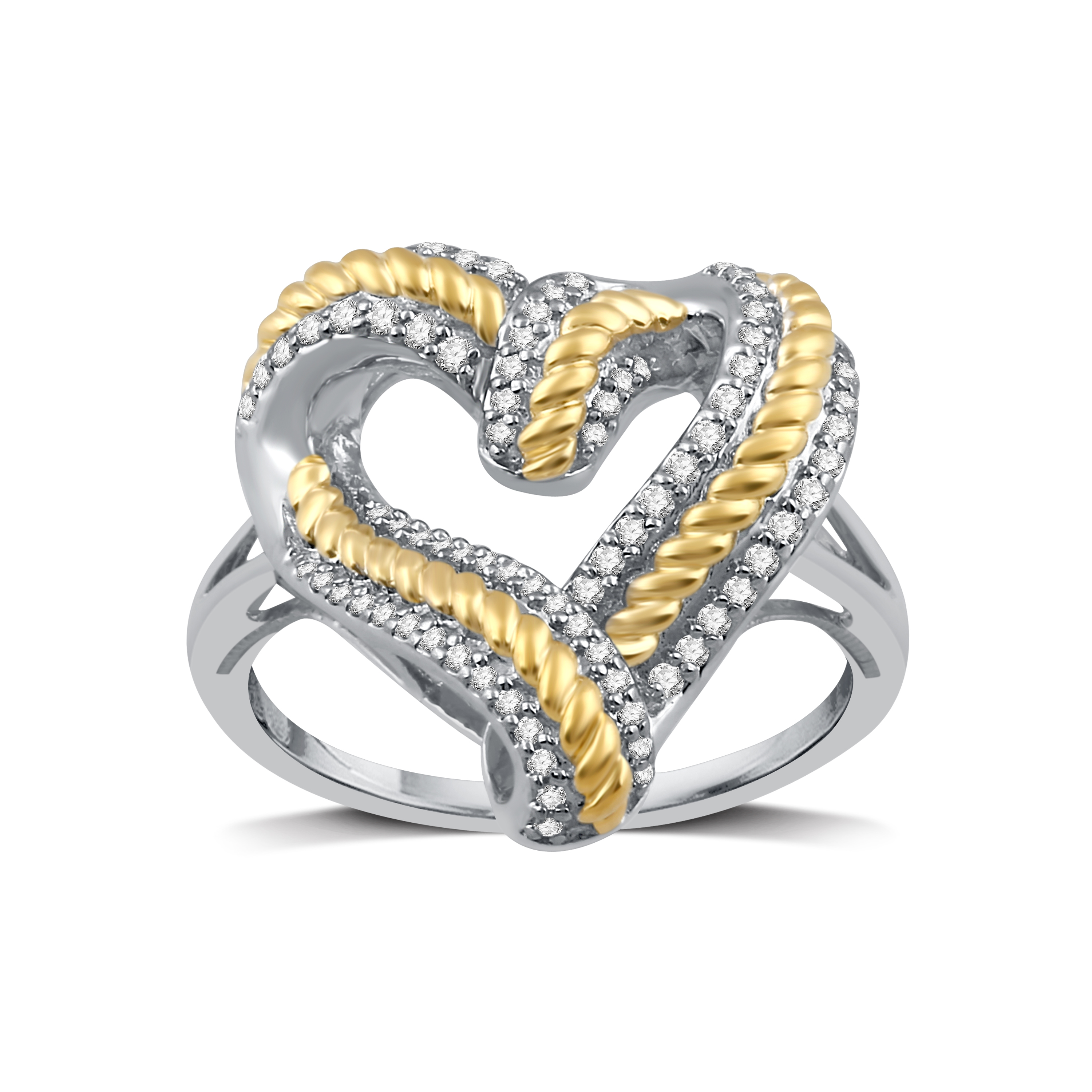 1/10 ct.tw. Diamond Two-Tone Heart Ring - Size 7, Clear 1/10 ct.tw. Diamond Two-Tone Heart Ring - Size 7, Clear