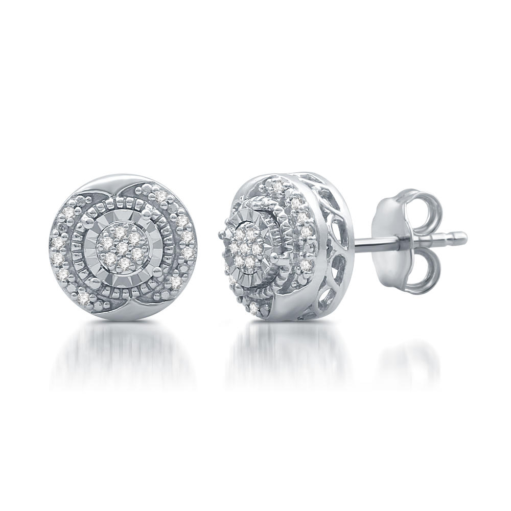 1/10 CTTW Diamond Earrings In Sterling Silver