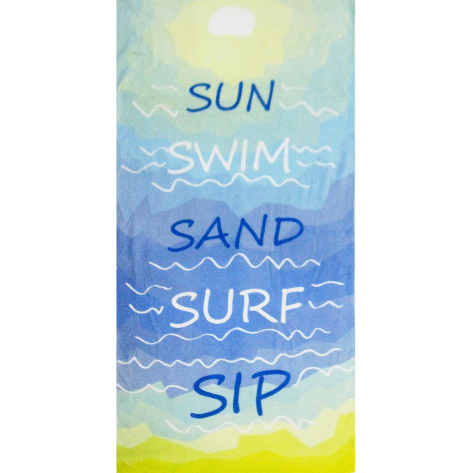 Beach Towel - Sun, Swim, Sand, Surf, Sip
