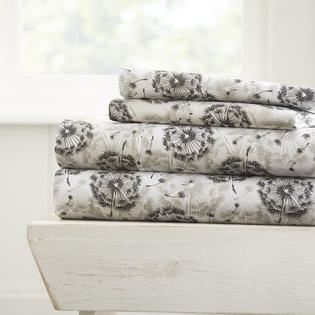 Heart Home Premium Ultra Soft Make A Wish Pattern 4 Piece Bed Sheet Set