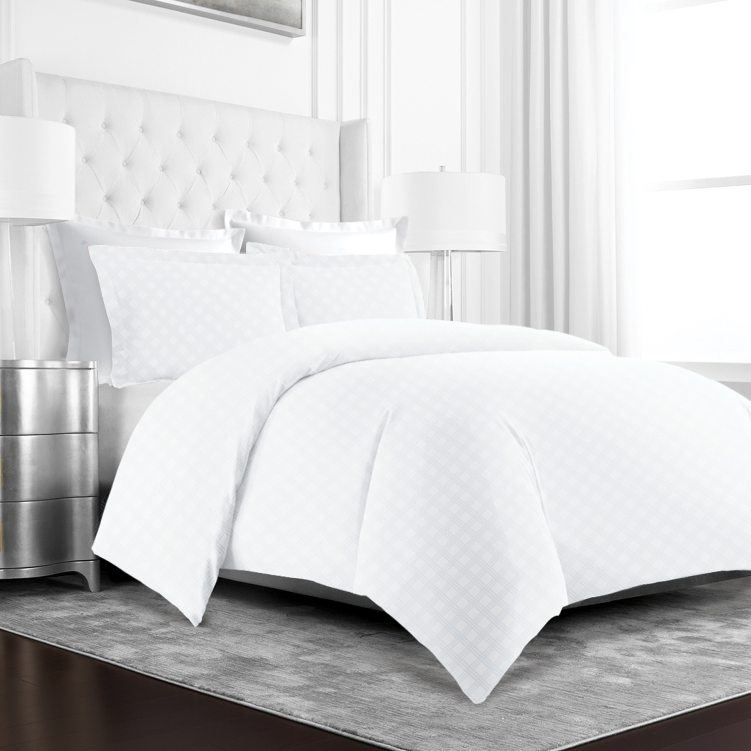Hotel Collection 3 Piece Duvet Cover Set with Embossed Diamond Pattern by iEnjoy Home