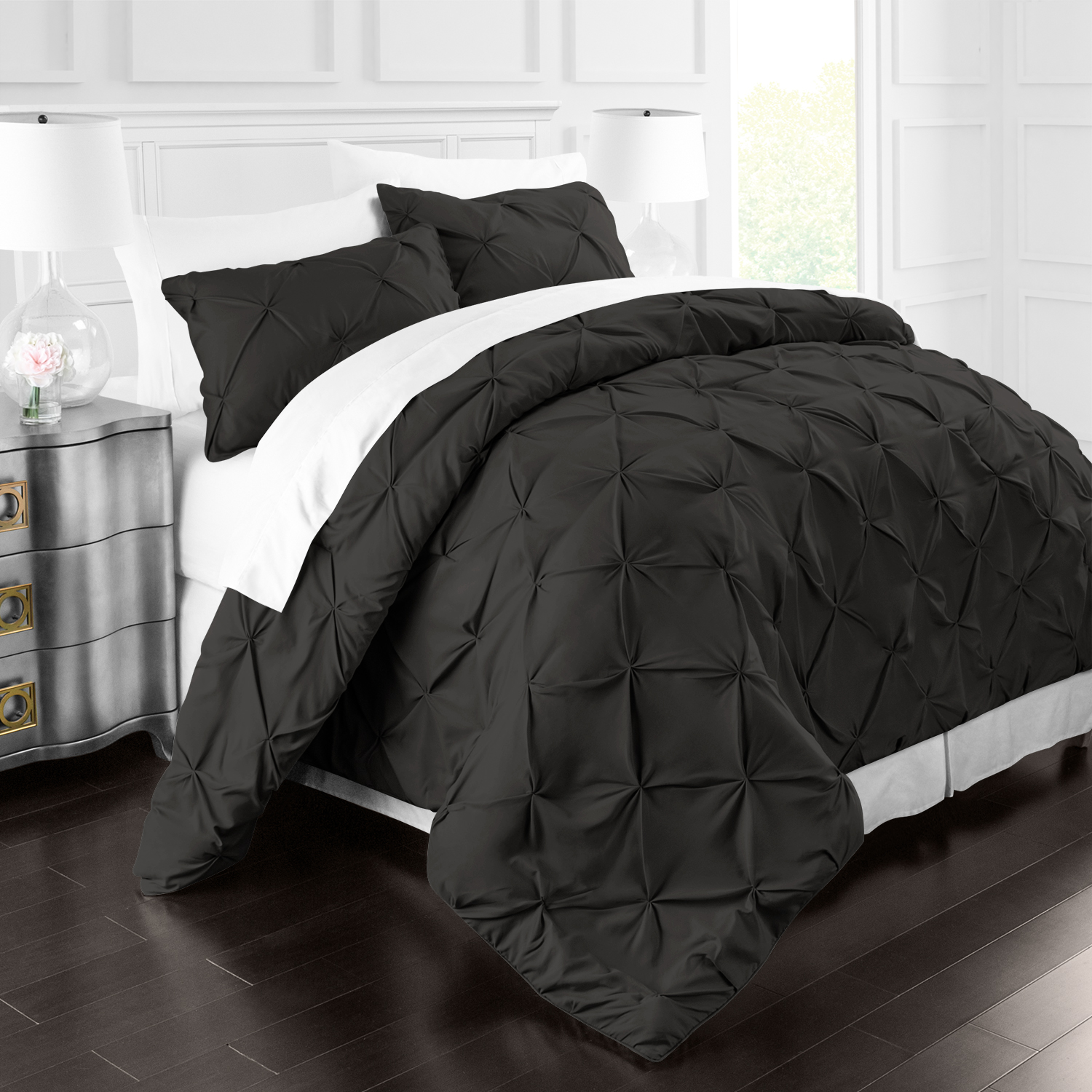 Park Hotel Collection 3 Piece Pinch Pleat Duvet Cover Set By