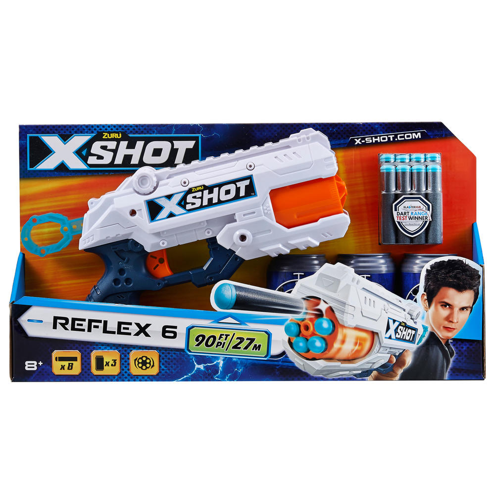 X-Shot Excel Double Reflex 6 Foam Dart Blaster Combo Pack (8 Darts 3 Cans) by ZURU