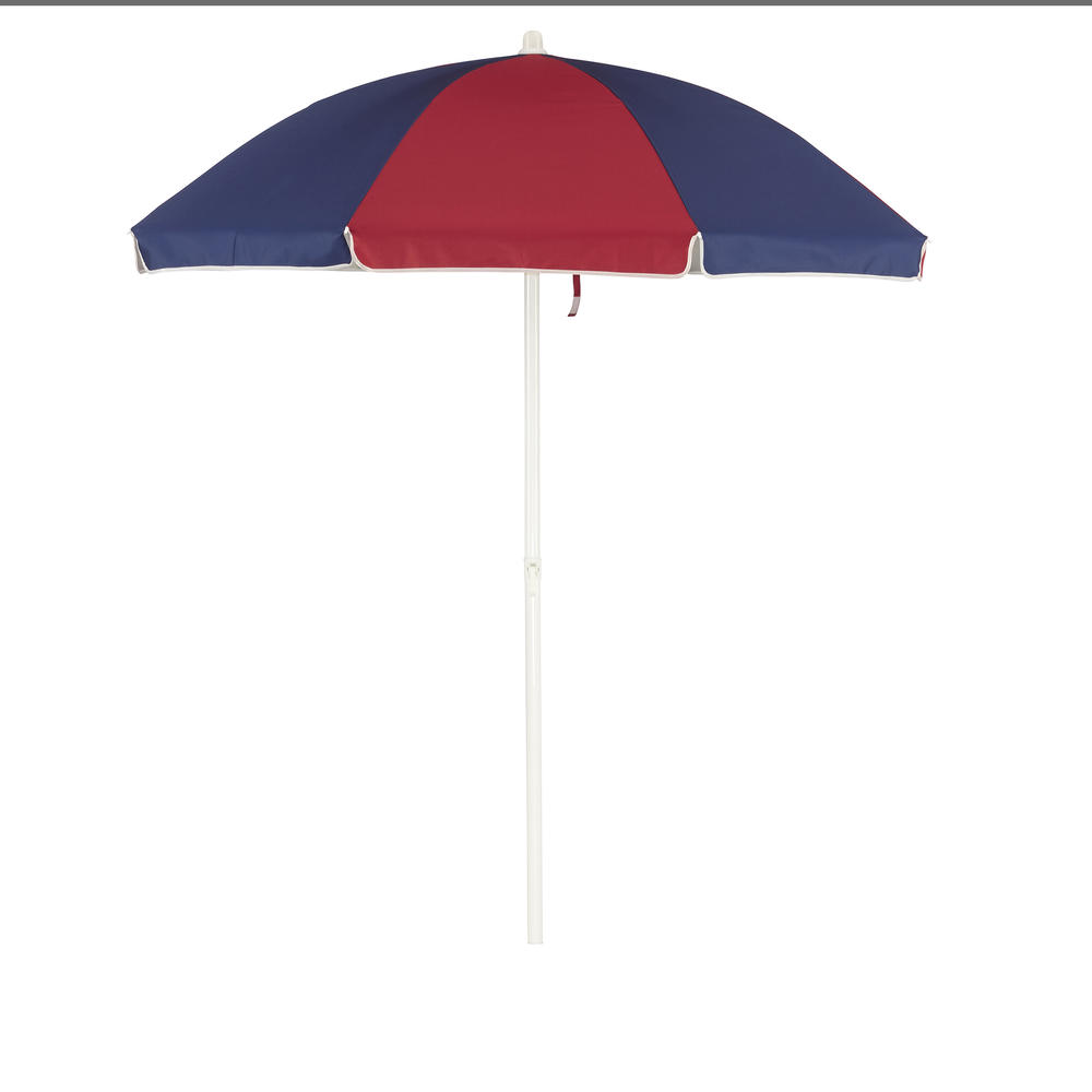 Essential Garden 6 Foot Sun Block Beach Umbrella - Blue and Red
