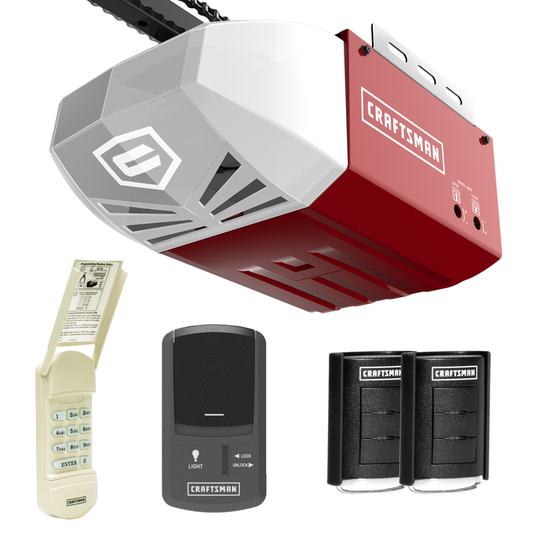 Craftsman Series 100 Garage Door Opener With 2 Remotes Wall