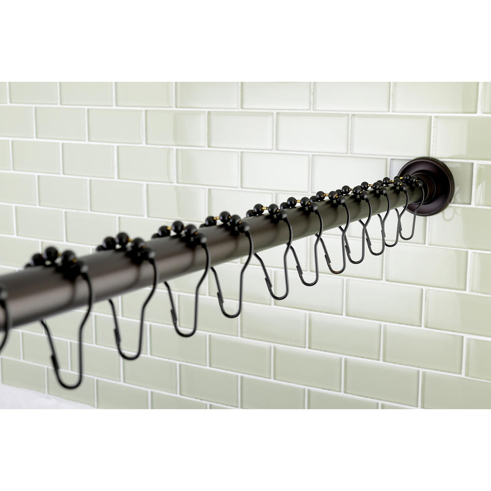 Edenscape KSR605 Americana 72" Adjustable Stainless Steel Shower Curtain Rod with Classic Shower Rod Base and Shower Curtain Rings