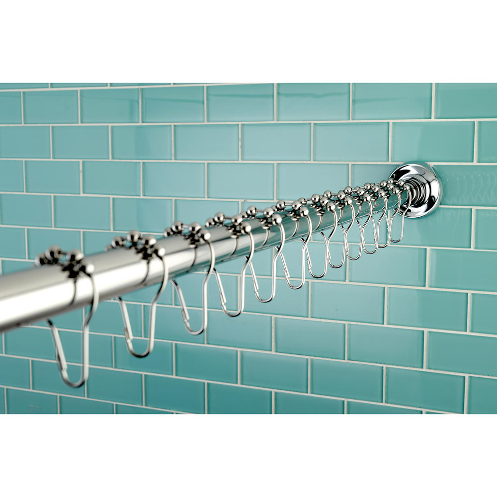 Edenscape KSR601 Americana 72" Adjustable Stainless Steel Shower Curtain Rod with Classic Shower Rod Base and Shower Curtain Rings