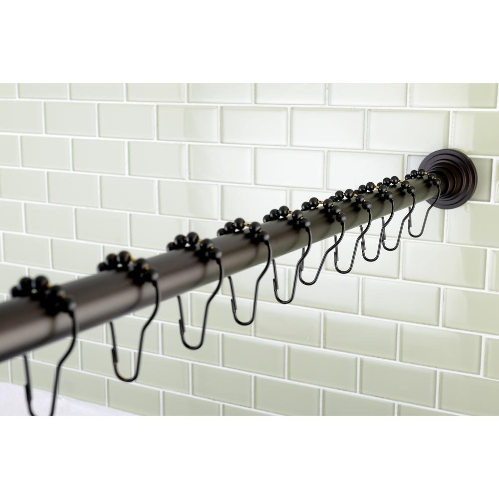 Edenscape SRK605 Americana 72" Adjustable Stainless Steel Shower Curtain Rod with Milano Shower Rod Base and Shower Curtain Rings