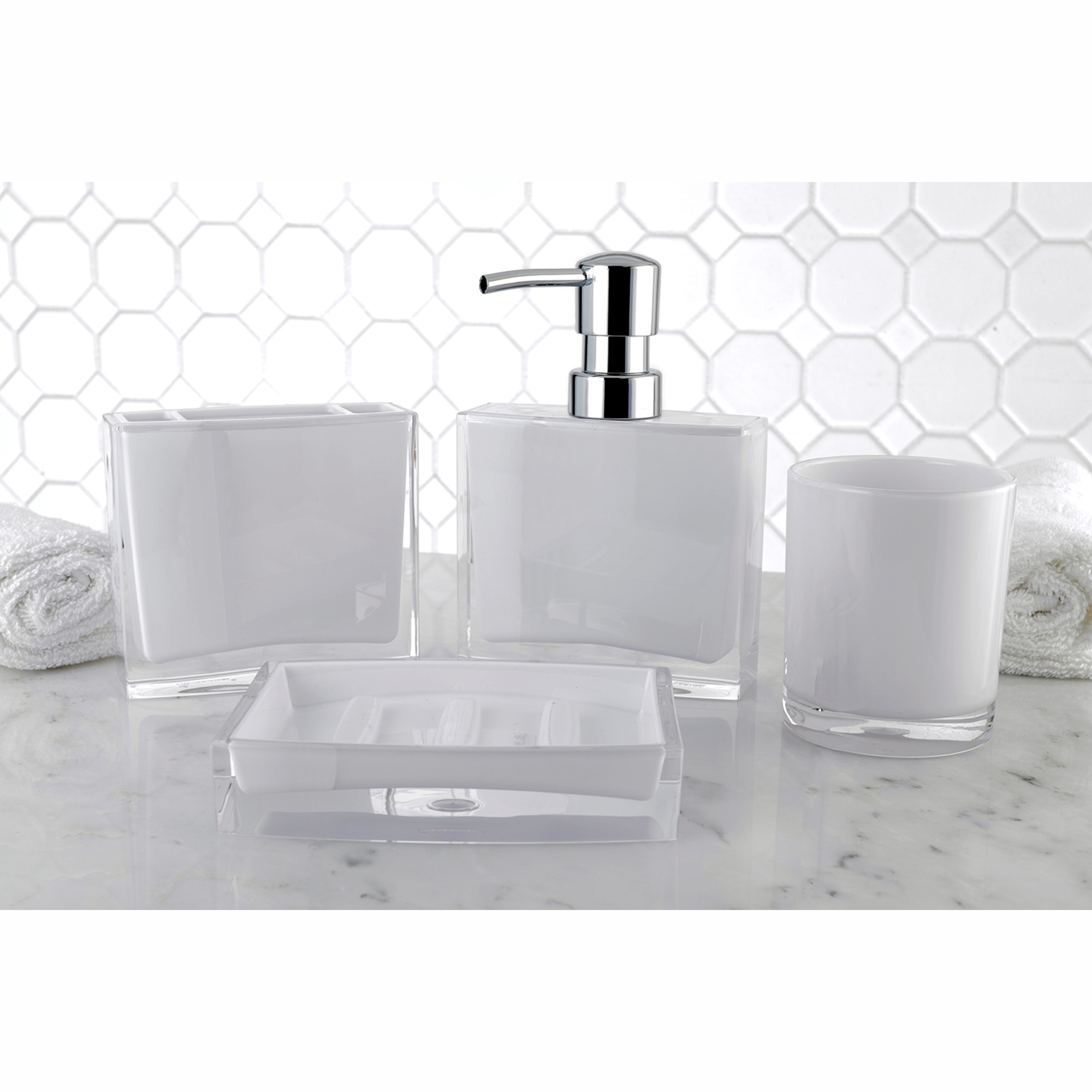 Krystal Bathware CBAK2300W Canyon 4Piece Bath Accessory Set, White