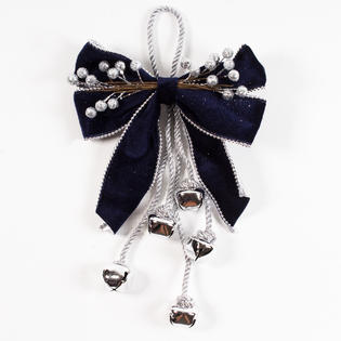 Jaclyn Smith Dark Blue Tree Topper Bow With Bells