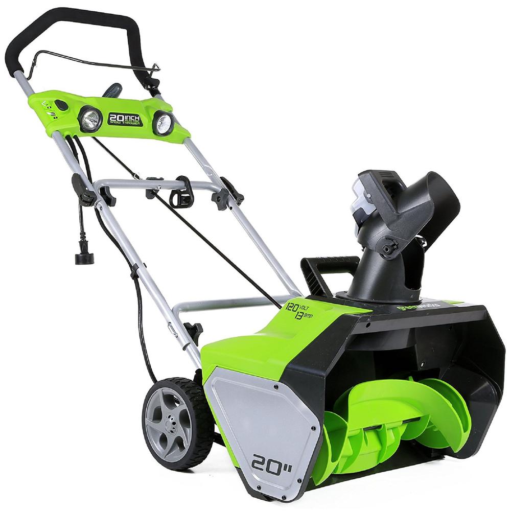 Greenworks 2600202 20" 13 Amp Corded Snow Thrower with Light Kit