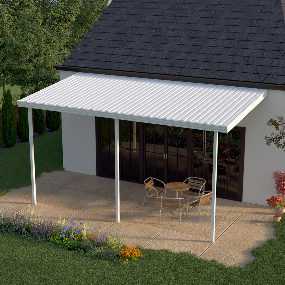 Heritage Patios 12 ft. x 10 ft. White Aluminum Attached Patio Cover (3 Posts / 10 lb. Live Load)