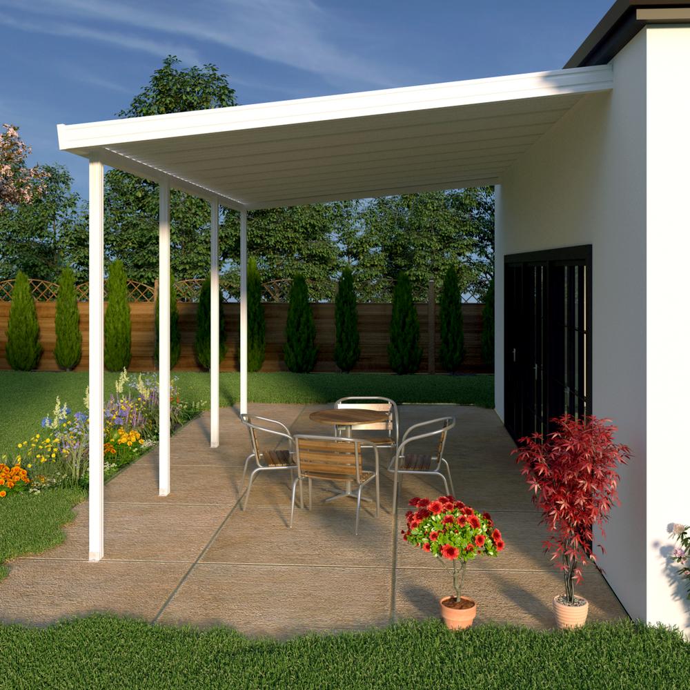 Heritage Patios 14 ft. x 8 ft. White Aluminum Attached Patio Cover (4 Posts / 20 lb. Live Load)