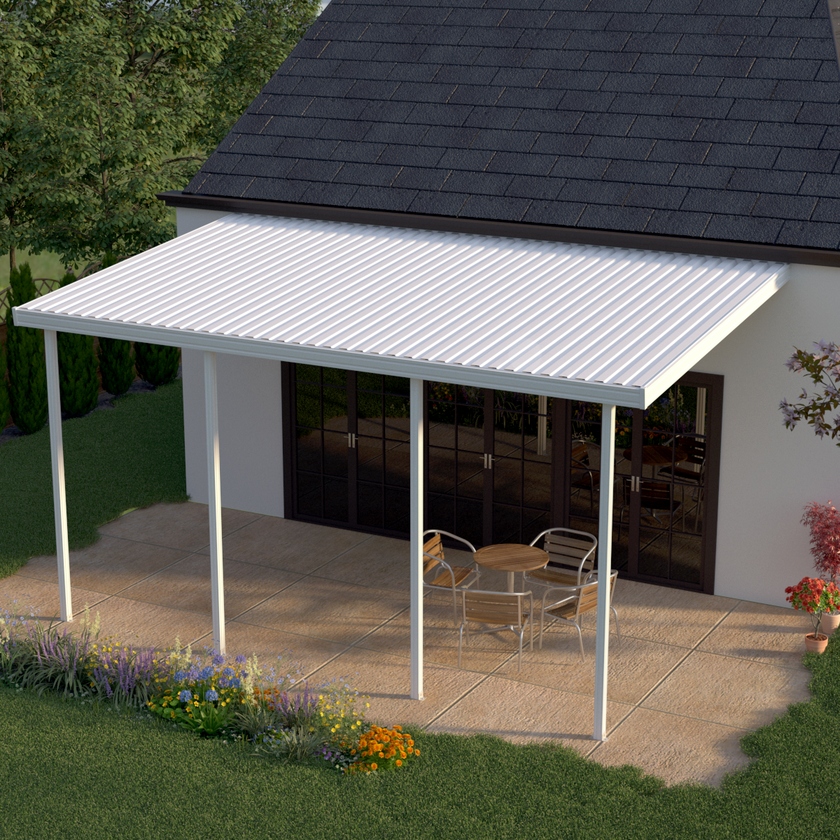 Heritage Patios 16 ft. x 9 ft. White Aluminum Attached Patio Cover (4