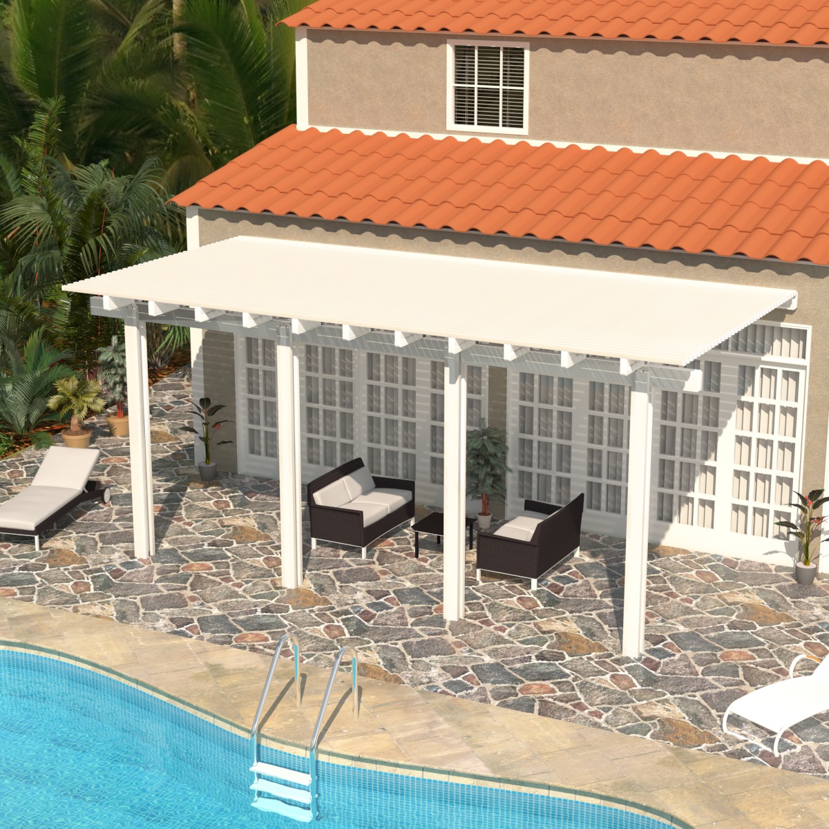 659933125443 UPC Heritage Patios Attached Aluminum Pergola 18 Ft W