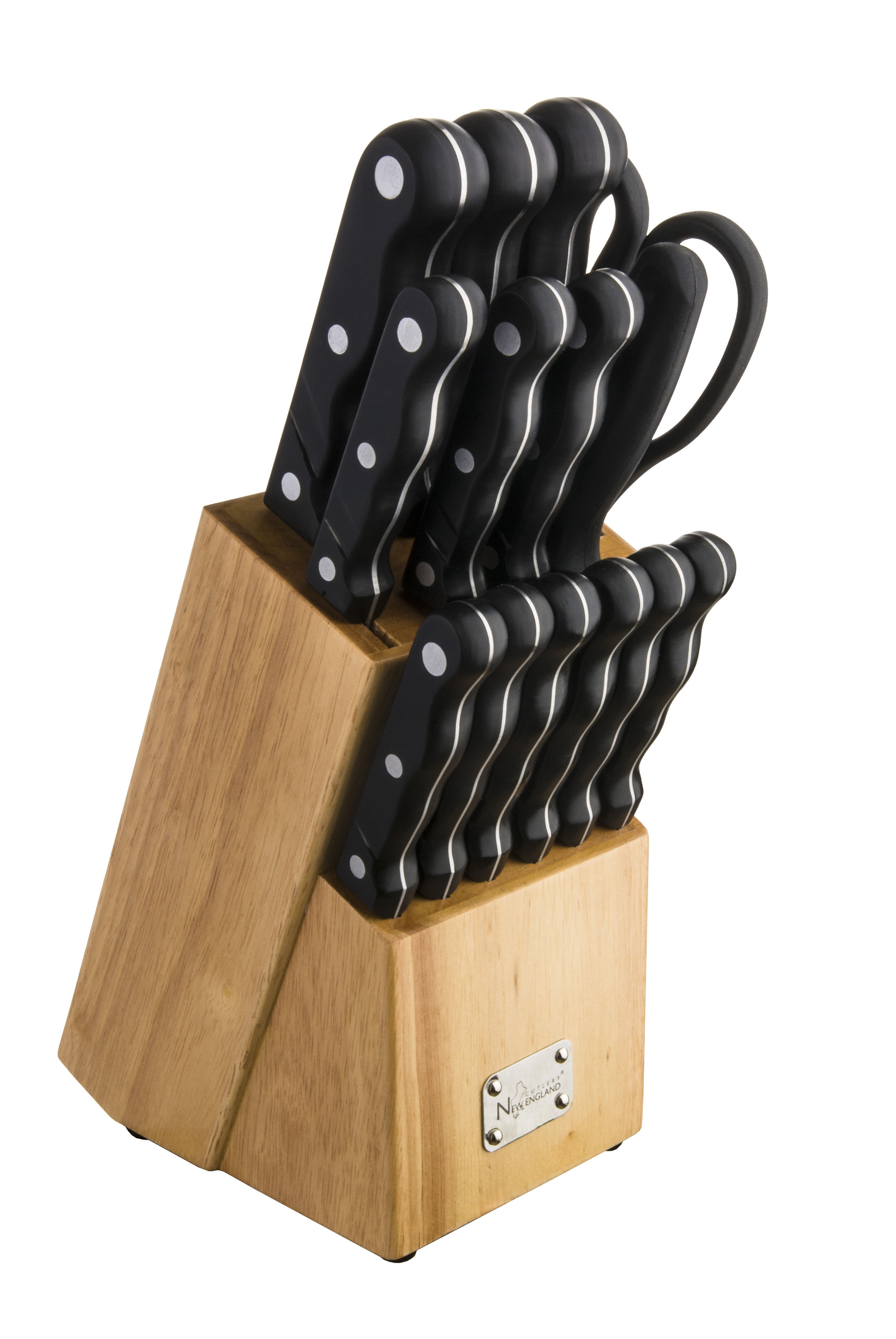 New England Cutlery 15 Pc. Premium Knife Block Set Silver Shop Your