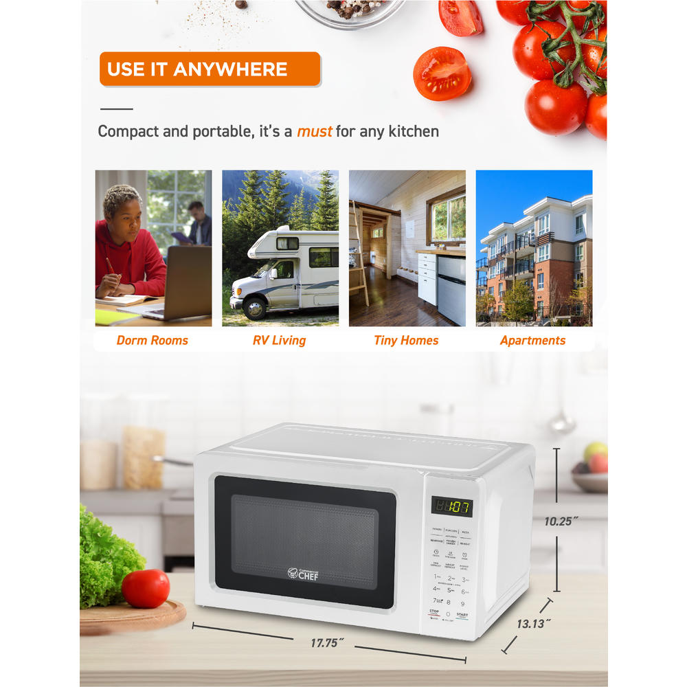 Commercial Chef CHM770W 0.7. Cu. Ft. Chef Commercial Microwave - White