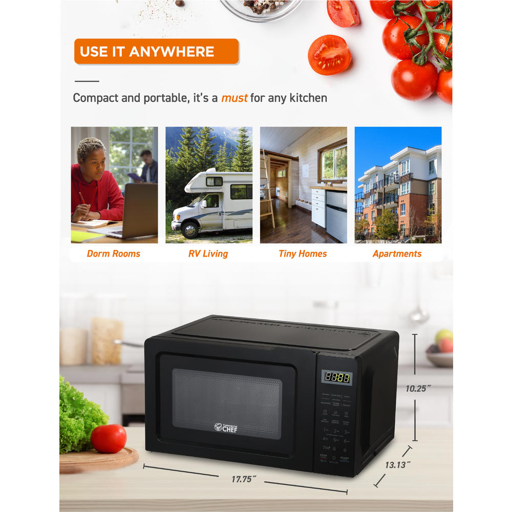 Commercial Chef CHM770B 0.7. Cu. Ft. Chef Commercial Microwave - Black