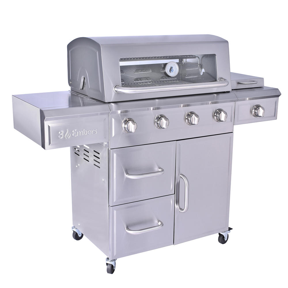 3 Embers &#174 4-Burner Dual Fuel Grill with Radiant Embers Cooking System