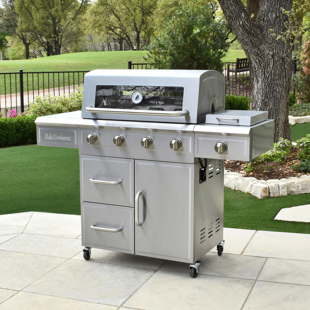 3 Embers &#174 4-Burner Dual Fuel Grill with Radiant Embers Cooking System