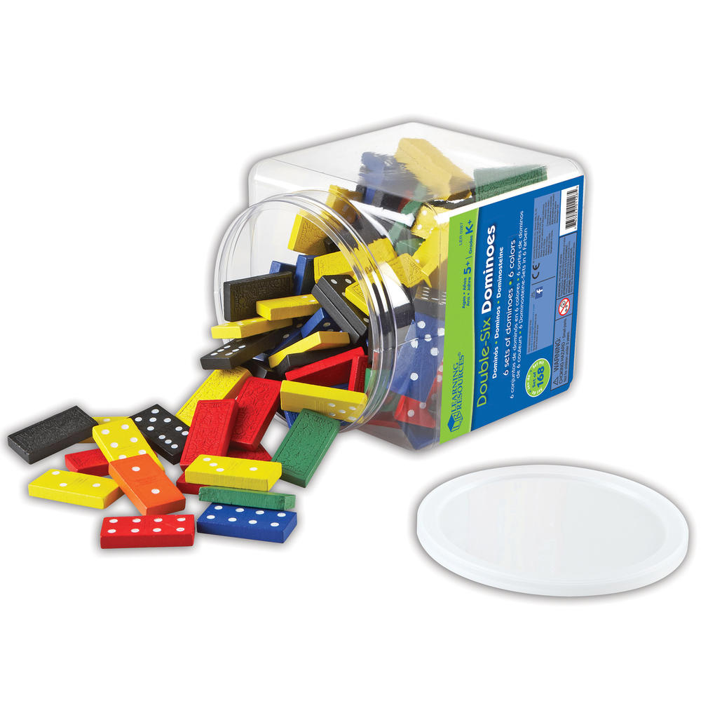 Learning Resources Double-Six Colored Dominoes In A Bucket, Set Of 168