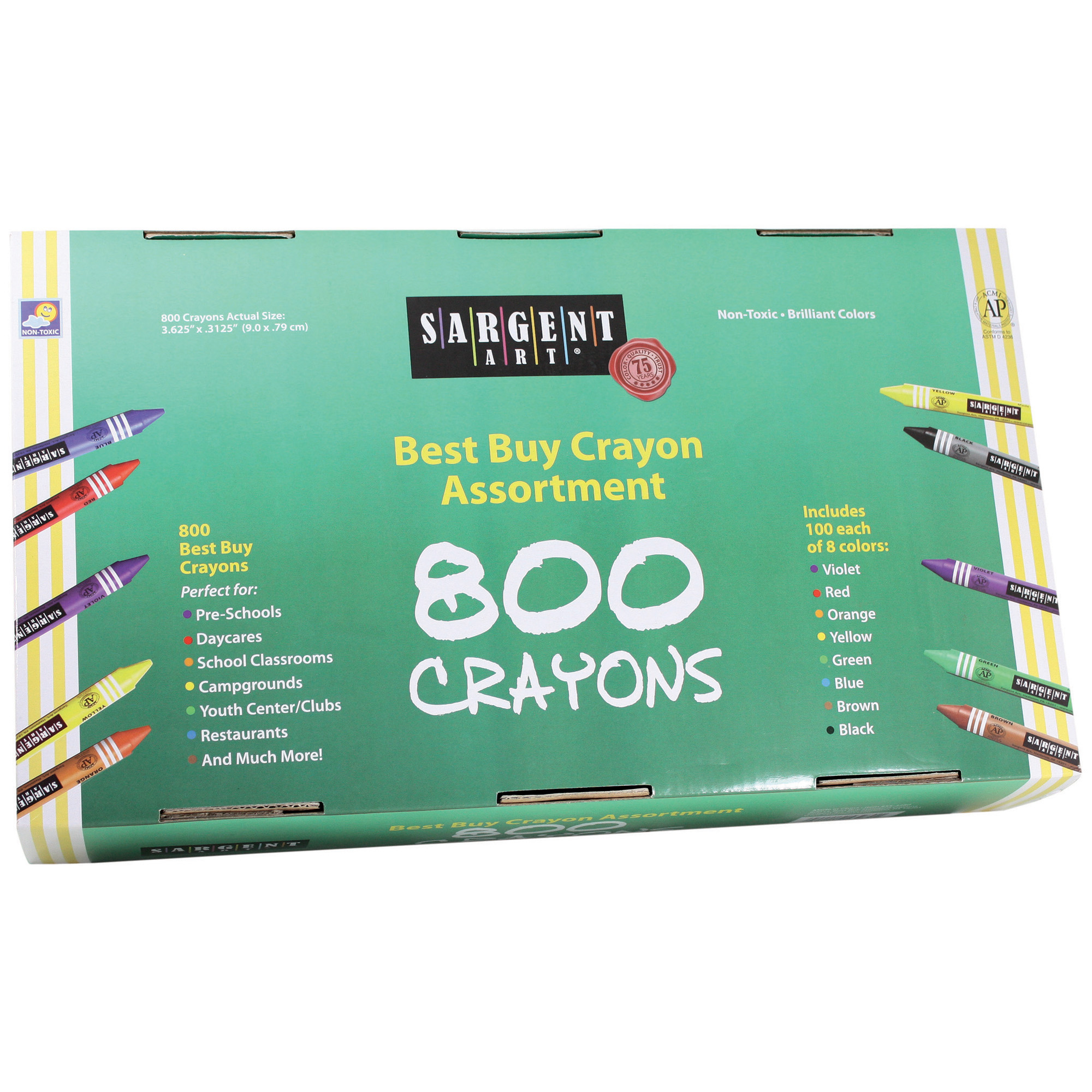 Sargent Art Best Buy Crayon 800 Assortment Std Crayons 100Ea Color