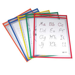 C-Line Reusable Dry Erase Pockets, Assorted Primary Colors, 9 x 12, 25/BX, 40620