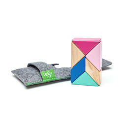 Tegu 6 Piece Tegu Pocket Pouch Prism Magnetic Wooden Block Set, Blossom
