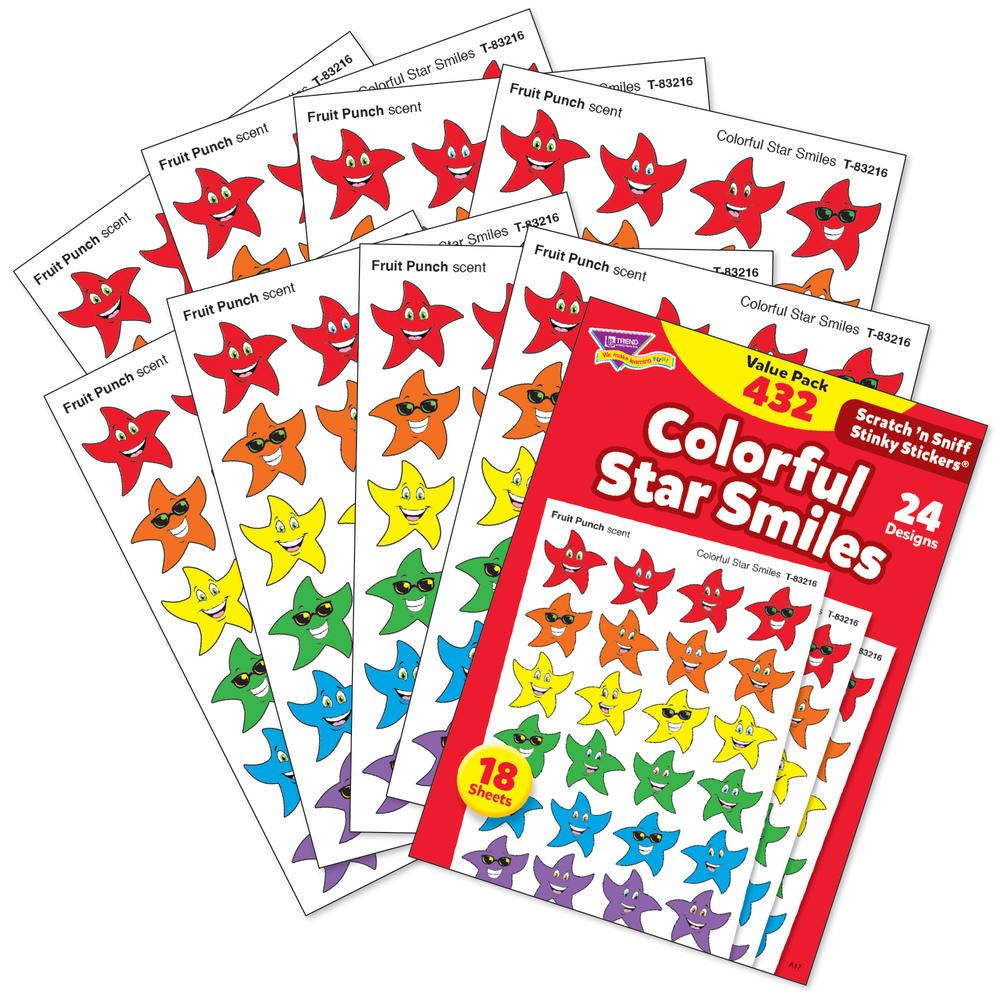 Trend Colorful Star Smiles Stinky Stickers&#174; Variety Pack, 432 per Pack, 3 Packs