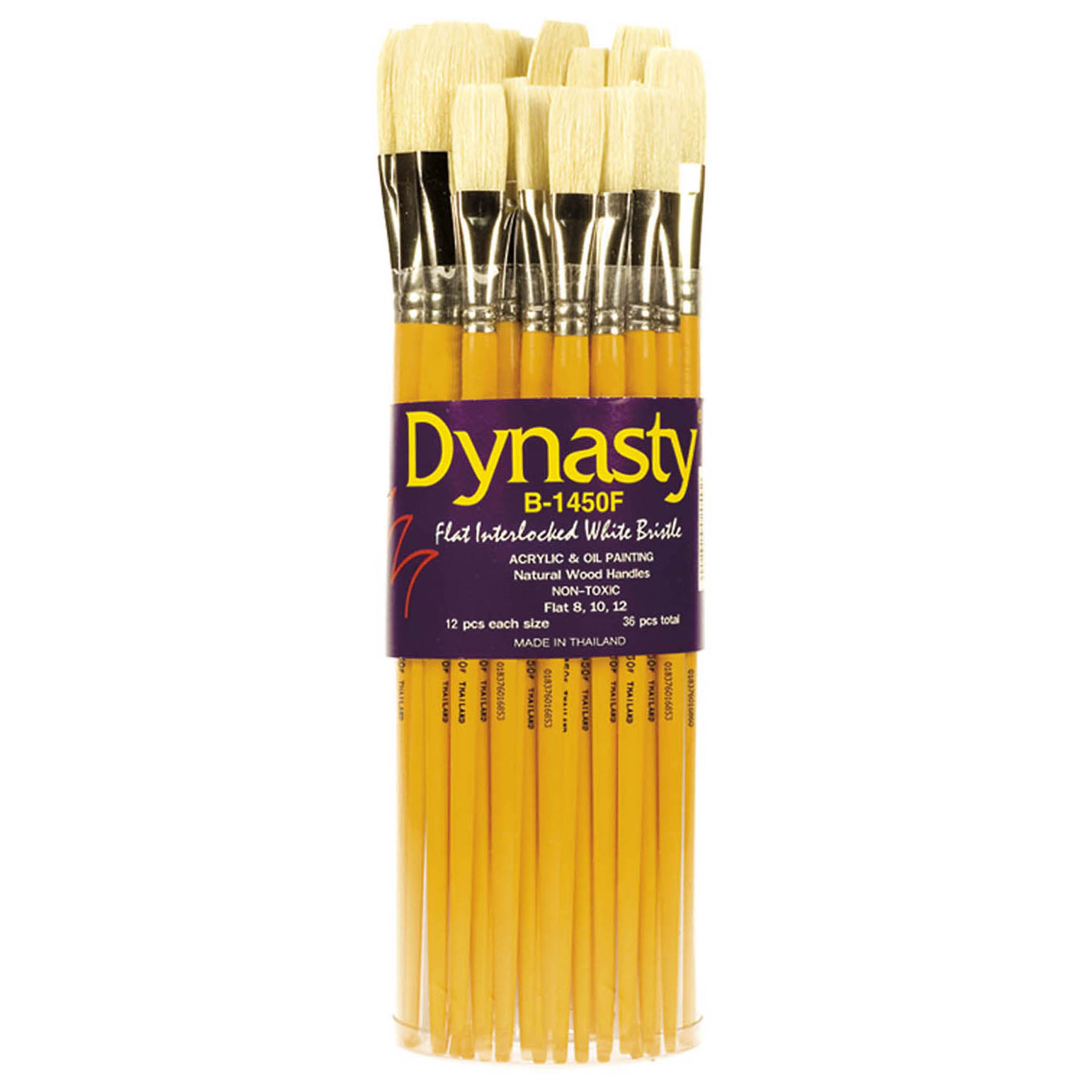 Dynasty B-1450F Long Wood Handle Brush Set, Assorted Sizes, Natural, Set of 36 Dynasty B-1450F Long Wood Handle Brush Set, Assorted Sizes, Natural, Set of 36