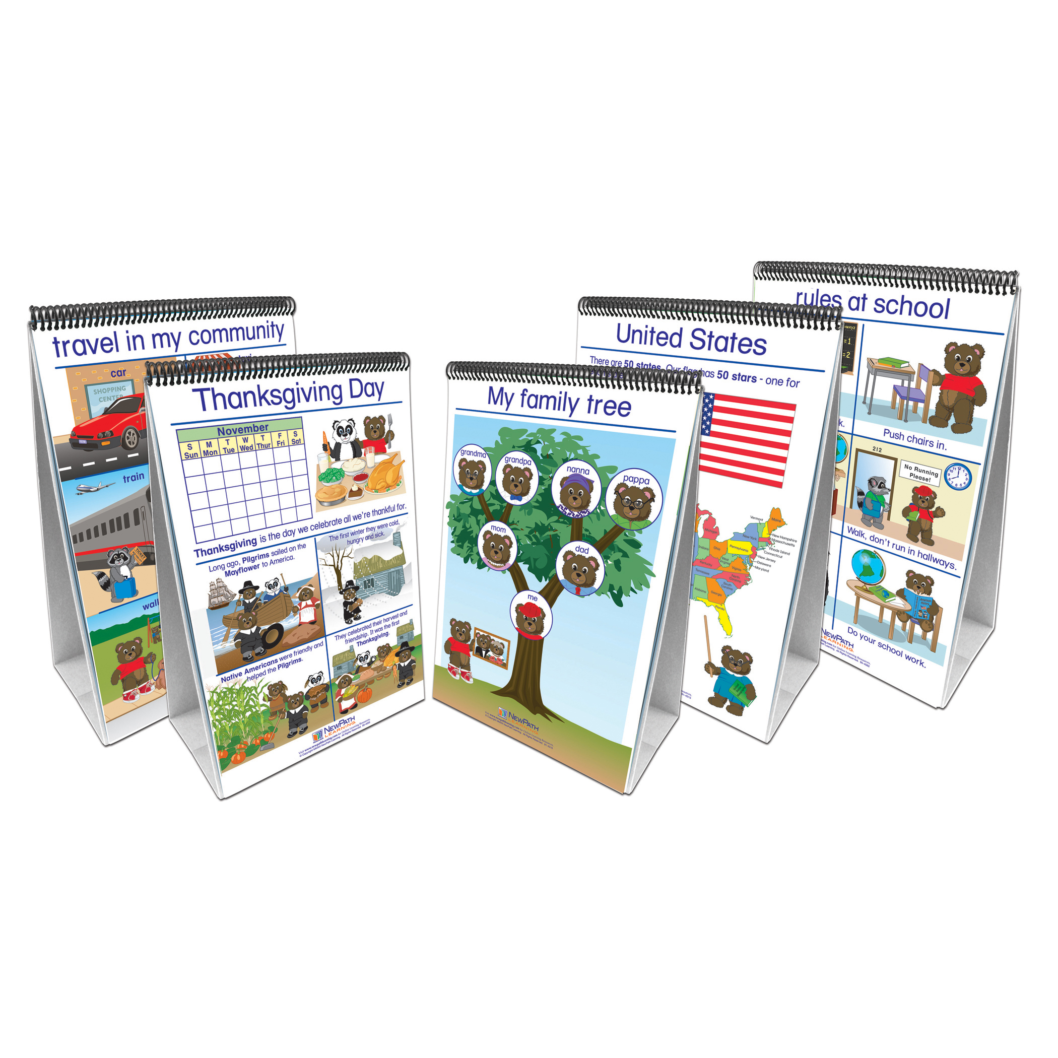 New Path Learning Early Childhood Social Studies Readiness Flip Chart, Set of all 5