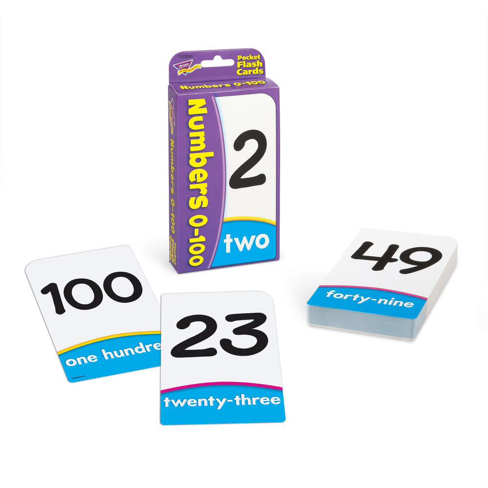 Trend Numbers 0-100 Pocket Flash Cards, 12 Packs