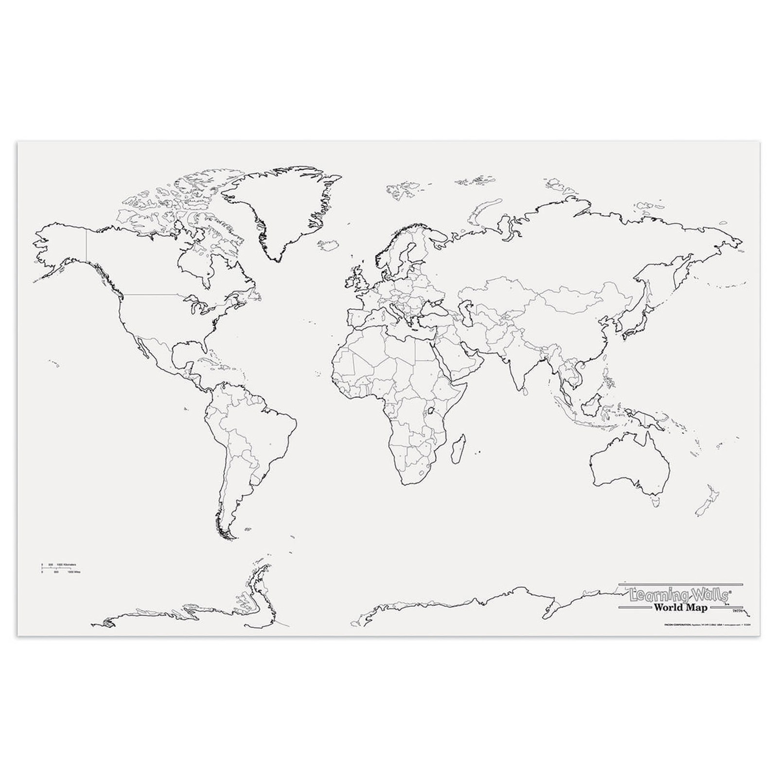 Pacon World Giant Map, 48" Width, 72" Length