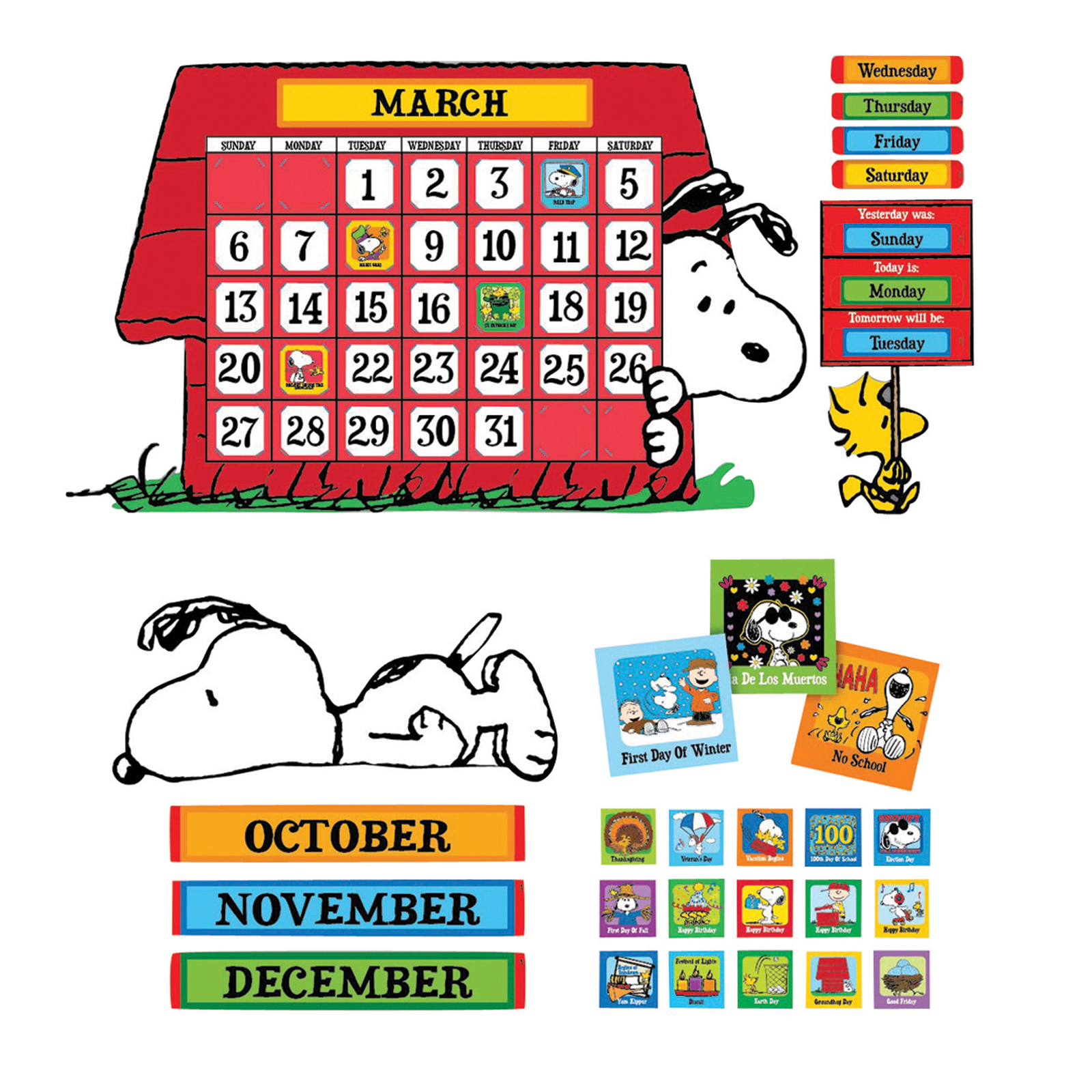 Eureka Peanuts&#174; Calendar Bulletin Board Set