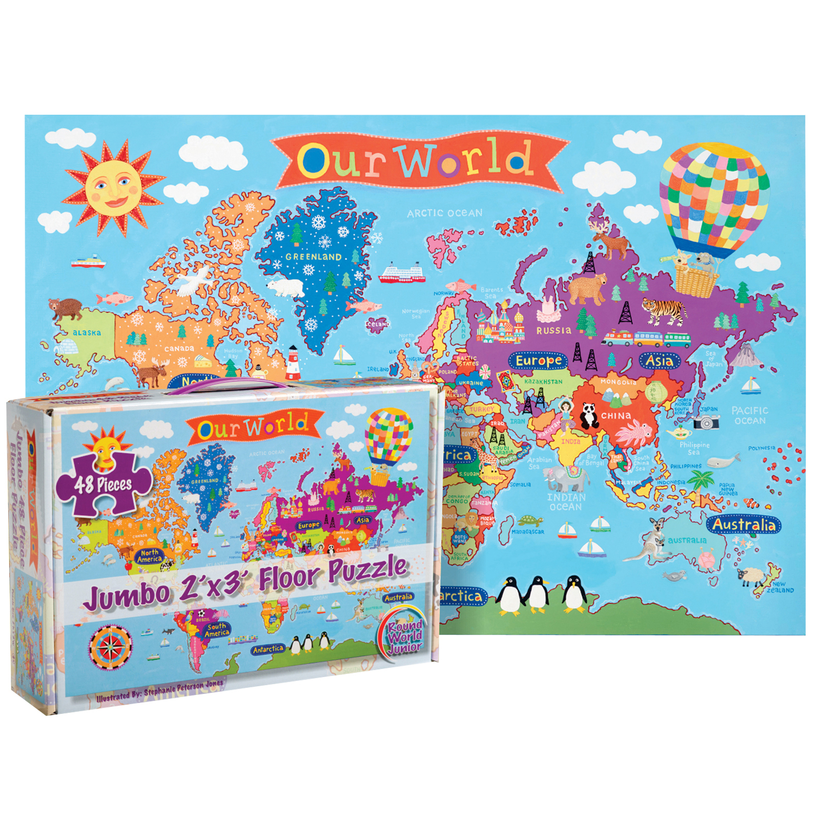 Round World Products Kid's World Jumbo 48 Piece Floor Puzzle