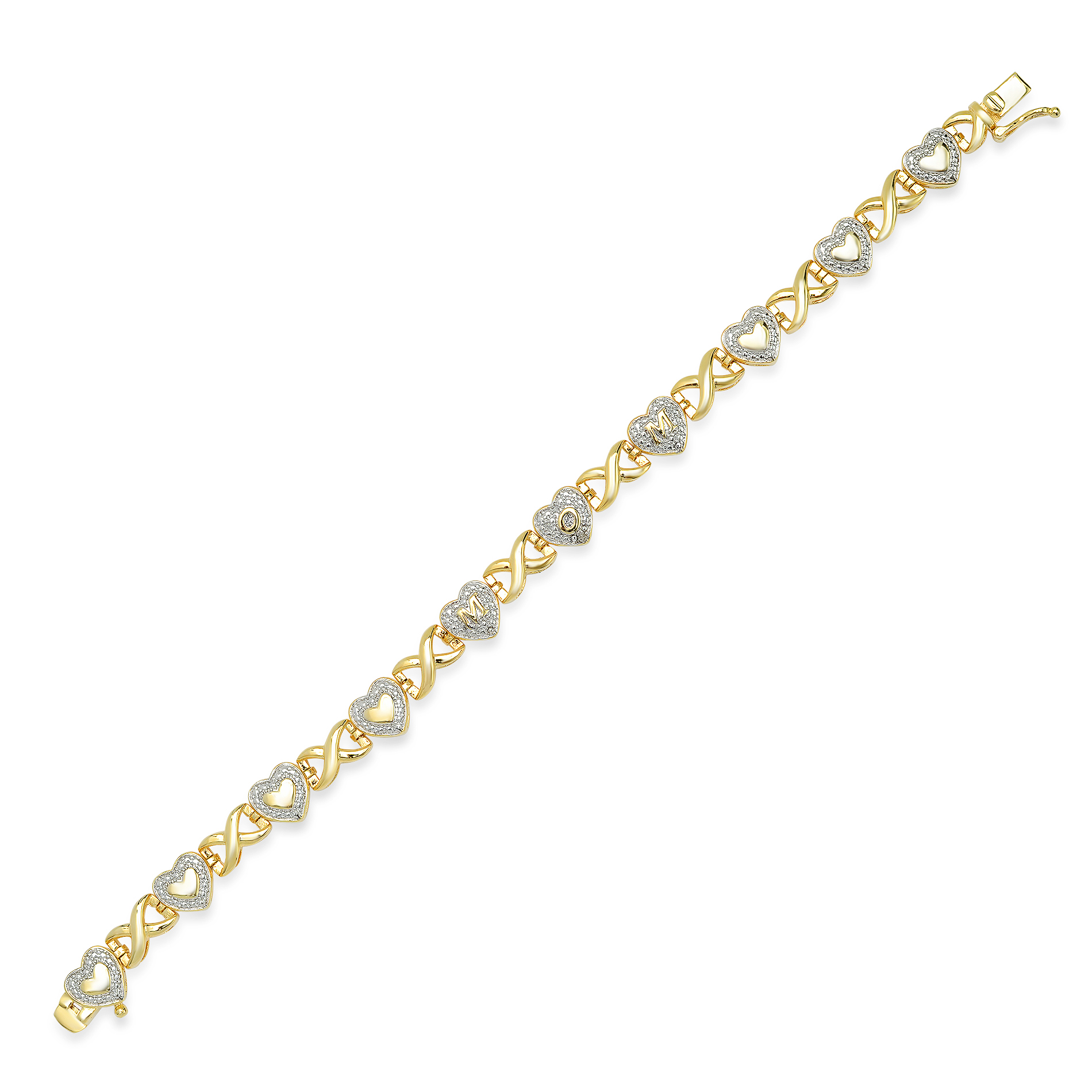 Gold Plated Diamond Accent xoxo Mom Bracelet, White Gold Plated Diamond Accent xoxo Mom Bracelet, White