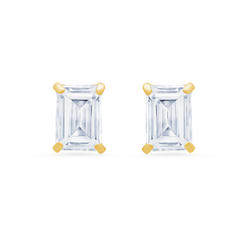 MAX + STONE 14K Gold Solitaire Emerald-Cut Stud Earrings (7x5mm)