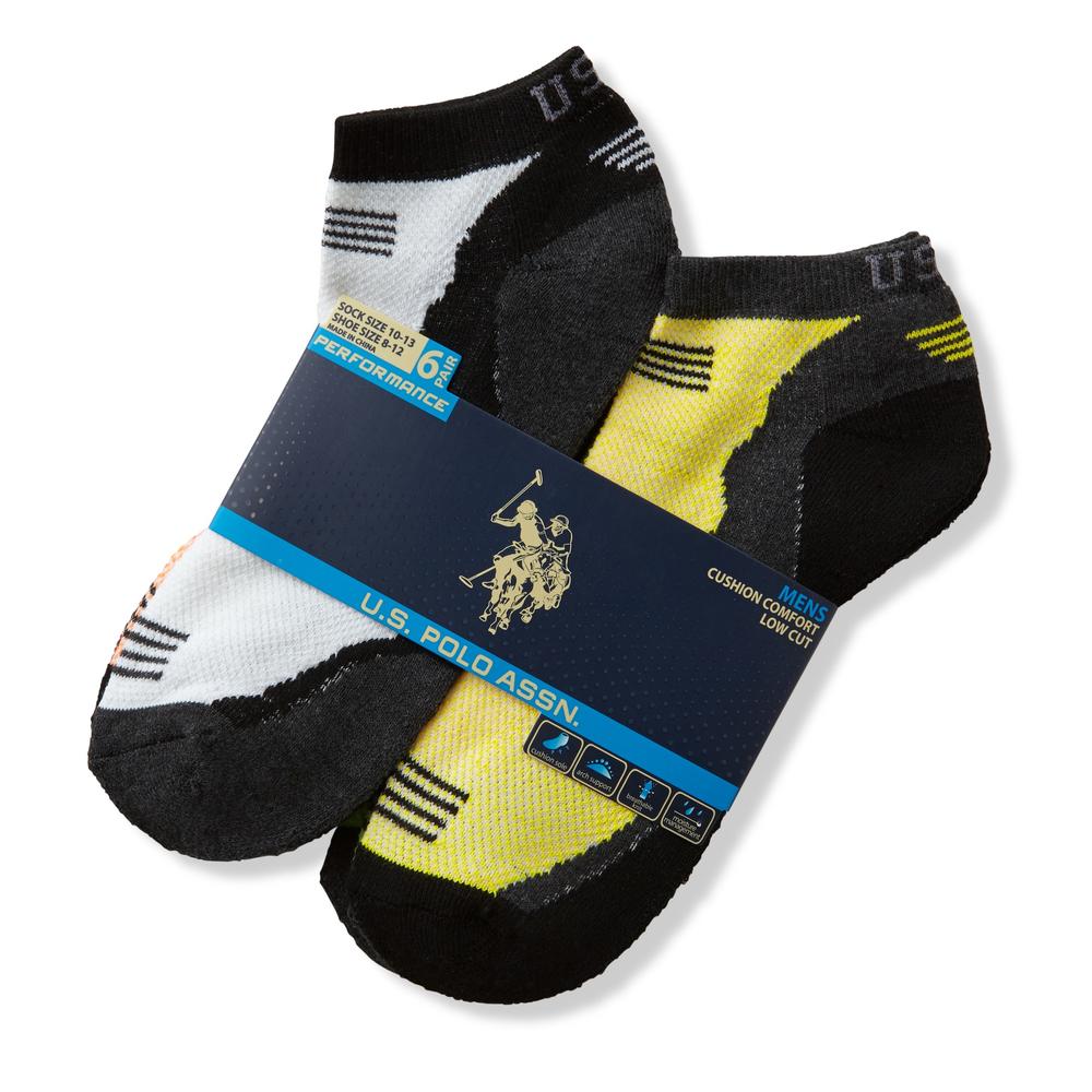 U.S. Polo Assn. Men's 6-Pairs Cushion Comfort Low-Cut Socks-Colorblock