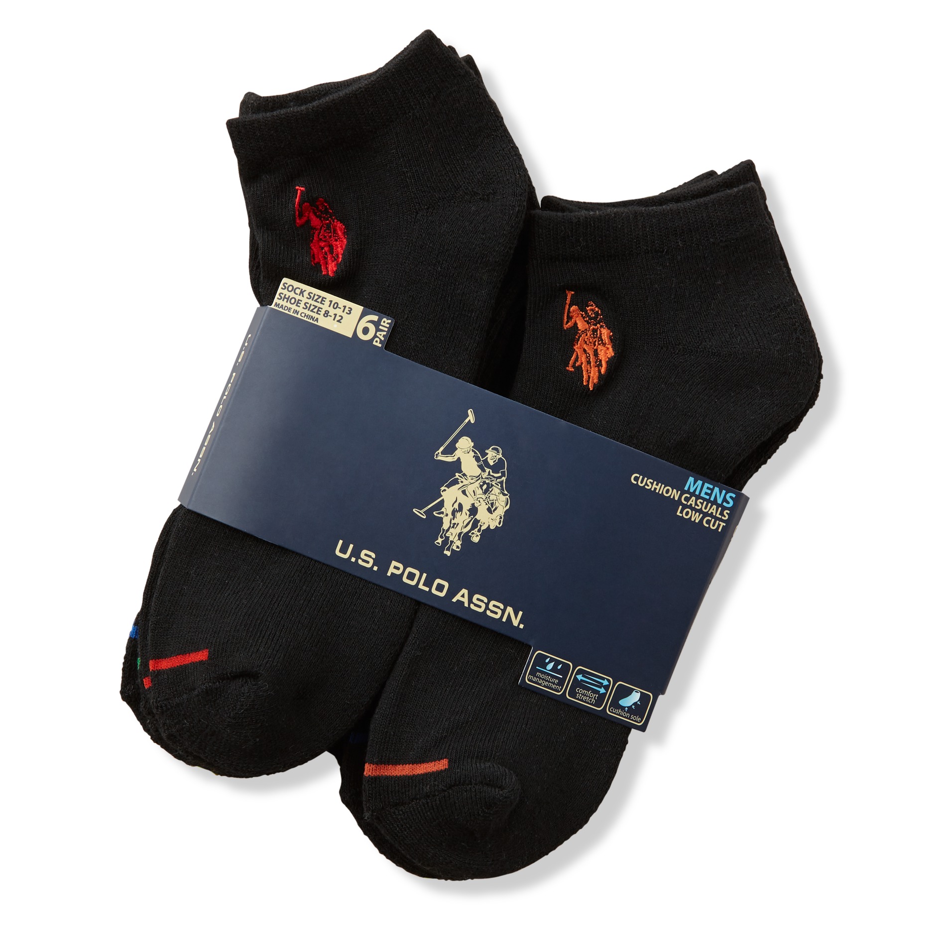 U.S. Polo Assn. Men's 6Pairs LowCut Cushioned Socks